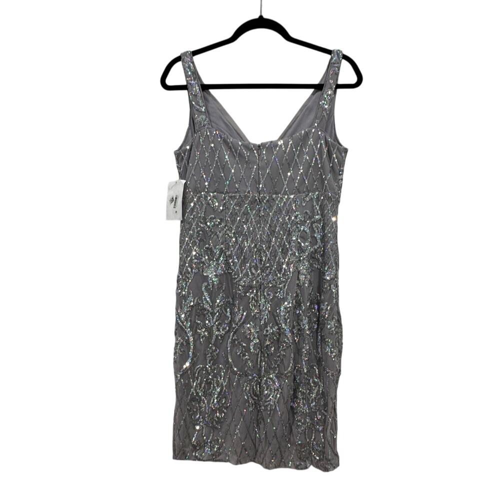 NIGHTWAY New $159 Silver Sequined Sheath Dress Size 4 - Picture 4 of 7